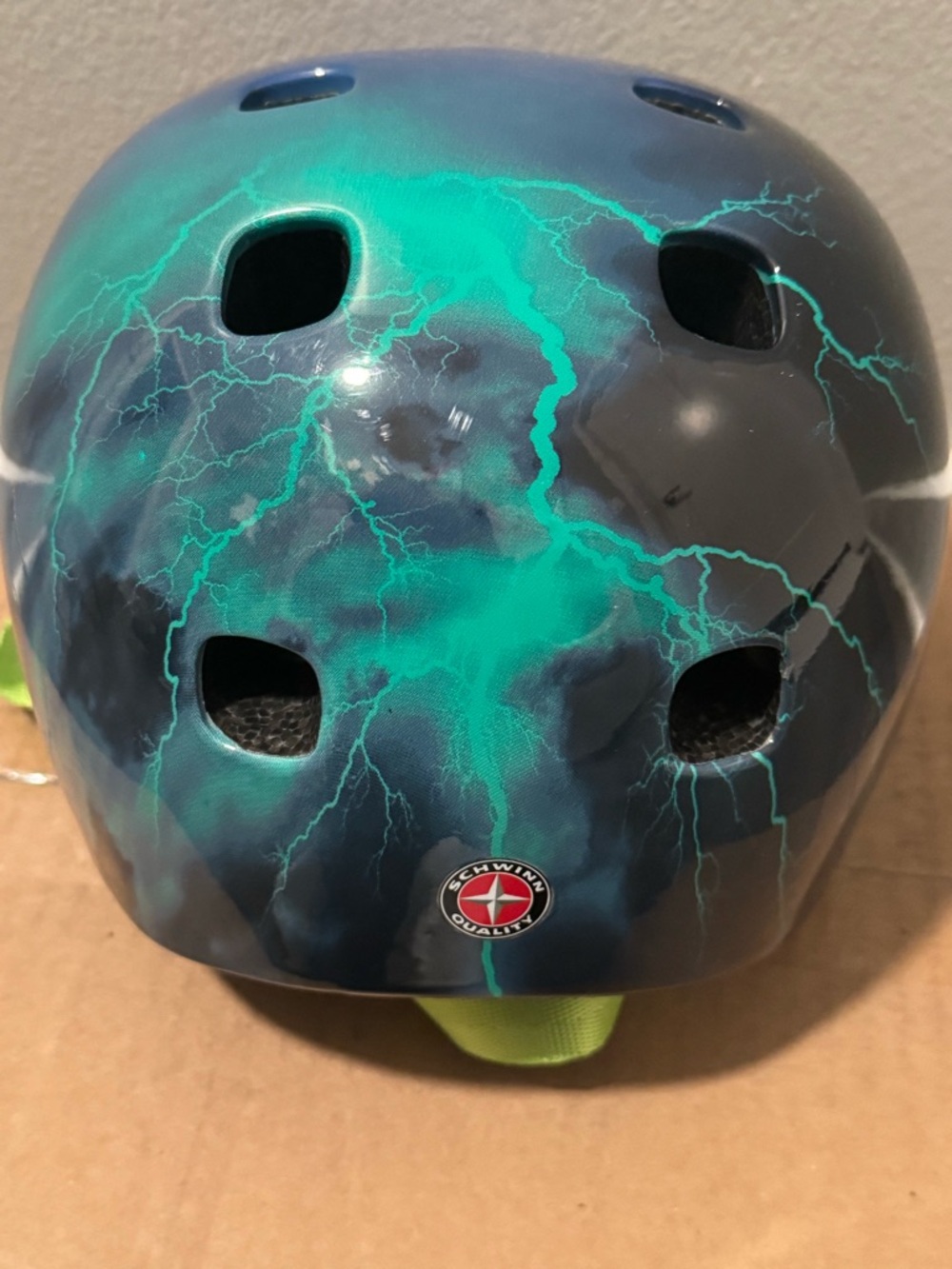 Schwinn Blue Bicycle Helmet with Lime Green Lightning